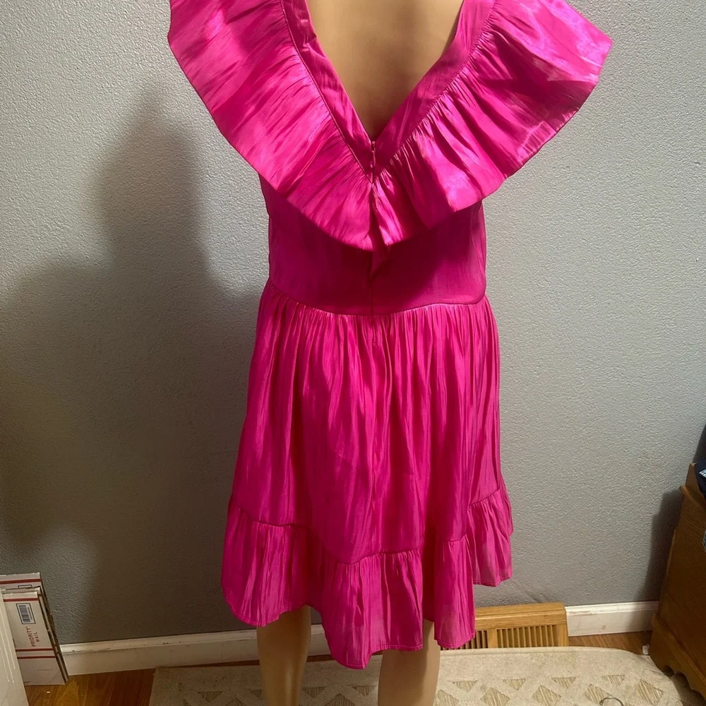 TCEC Hot Pink Ruffled Mini Dress - Picture 6 of 12